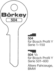 Afbeelding van Borkey 504½ Cilindersleutel voor BOSCH Y, BMW