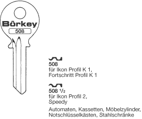 Afbeelding van Borkey 508½ Cilindersleutel voor Z.I. ETC. K2