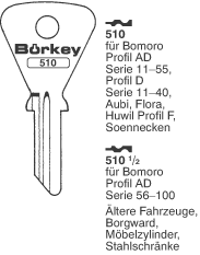 Afbeelding van Borkey 510½ Cilindersleutel voor BOMORO AD