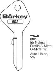 Afbeelding van Borkey 602 Cilindersleutel voor NEIMAN O,A,W