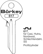 Afbeelding van Borkey 617 Cilindersleutel voor CASI SS ETC.