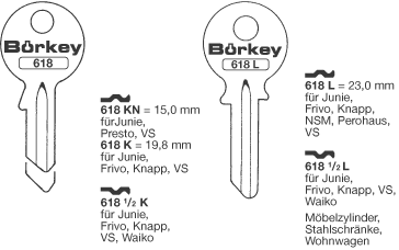Afbeelding van Borkey 618½K Cilindersleutel voor JUNIE 20 MM
