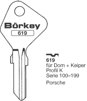 Afbeelding van Borkey 619 Cilindersleutel voor  DOM K PORSCHE