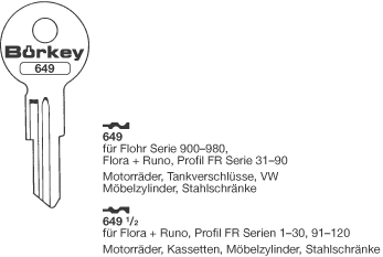 Afbeelding van Borkey 649½ Cilindersleutel voor FLORA RUNO