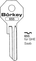 Afbeelding van Borkey 655 Cilindersleutel voor GHE SAAB