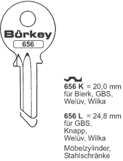 Afbeelding van Borkey 656L Cilindersleutel voor WILKA ETC.24