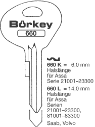 Afbeelding van Borkey 660K Cilindersleutel voor ASSA SAAB