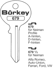 Afbeelding van Borkey 679 Cilindersleutel voor NEIMAN A,D,F
