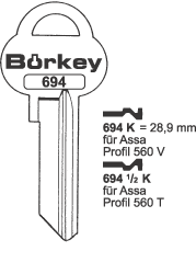 Afbeelding van Borkey 694½L Cilindersleutel voor ASSA 760 T
