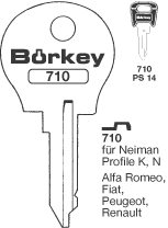 Afbeelding van Borkey 710 Cilindersleutel voor FR.NEIMAN GR.K.