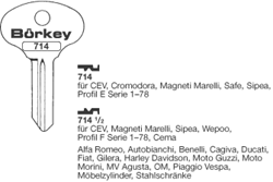 Afbeelding van Borkey 714 Cilindersleutel voor SIPEA E
