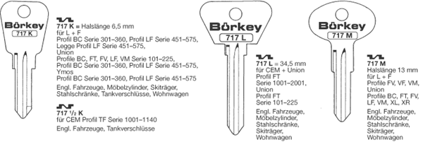 Afbeelding van Borkey 717½K Cilindersleutel voor UNION TF