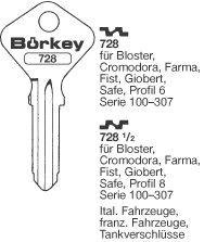 Afbeelding van Borkey 728½ Cilindersleutel voor SAFE 8, FIAT