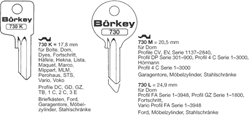 Afbeelding van Borkey 730L Cilindersleutel voor DOM FA, GZ