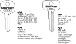 Afbeelding van Borkey 735½L Cilindersleutel voor UNION