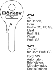 Afbeelding van Borkey 740½ Cilindersleutel voor DOM