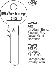 Afbeelding van Borkey 742½ Cilindersleutel voor GEGE, ABUS