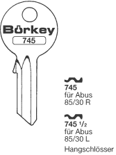 Afbeelding van Borkey 745½ Cilindersleutel voor  ABUS HANGSCHL.