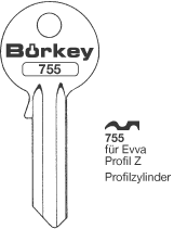 Afbeelding van Borkey 755 Cilindersleutel voor EVVA Z