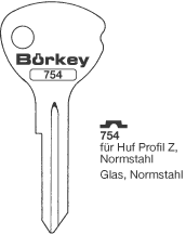 Afbeelding van Borkey 754 Cilindersleutel voor HUF Z
