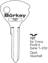 Afbeelding van Borkey 797 Cilindersleutel voor YMOS 6, OPEL