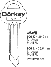 Afbeelding van Borkey 806K Cilindersleutel voor ASSA
