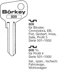 Afbeelding van Borkey 809½ Cilindersleutel voor SAFE EB