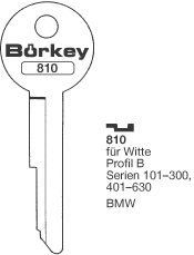 Afbeelding van Borkey 810 Cilindersleutel voor WITTE B, BMW