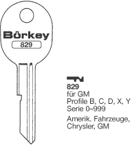 Afbeelding van Borkey 829 Cilindersleutel voor GM, B CHRYSL