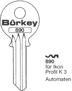Afbeelding van Borkey 890 Cilindersleutel voor Z.I. K3
