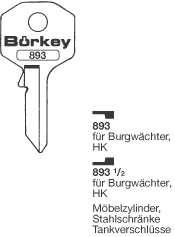 Afbeelding van Borkey 893½ Cilindersleutel voor BURG HK