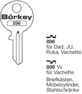 Afbeelding van Borkey 896½ Cilindersleutel voor JU VACHETTE