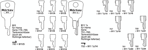 Afbeelding van Borkey 911 Cilindersleutel voor HAMA TANKV.
