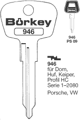 Afbeelding van Borkey 946 Cilindersleutel voor HUF KEIP. HC