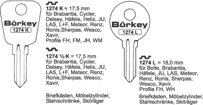 Afbeelding van Borkey 1274½K Cilindersleutel voor LAS
