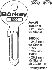 Afbeelding van Borkey 1500KN Cilindersleutel voor STARLET