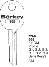 Afbeelding van Borkey 965 Cilindersleutel voor G.M. K