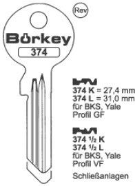 Afbeelding van Borkey Cilindersleutel 374½L VF