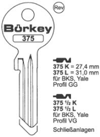 Afbeelding van Borkey Cilindersleutel 375½L VG