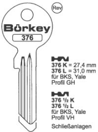 Afbeelding van Borkey Cilindersleutel 376½L VH