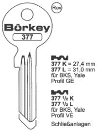 Afbeelding van Borkey Cilindersleutel 377½L VE