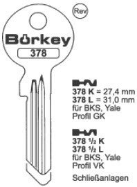 Afbeelding van Borkey Cilindersleutel 378½L VK