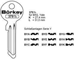 Afbeelding van Borkey 379½L BYD Cilindersleutel voor BKS Y. YD NS