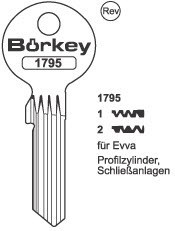 Afbeelding van Borkey 1795 1 Cilindersleutel voor EVVA