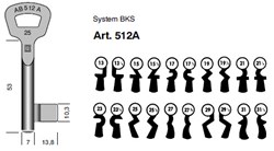 Afbeelding van BKS klaviersleutel art.  512A- 50B /25.5