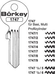 Afbeelding van Borkey 1747/9 Cilindersleutel voor BASI