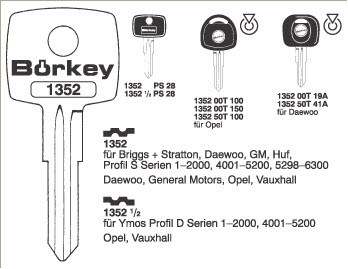 Afbeelding van Borkey 1352 Cilindersleutel voor  KADETT D/CORSA