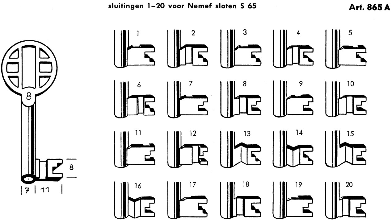 Afbeelding van Nemef klaviersleutel art. 865A (65N oud) /17