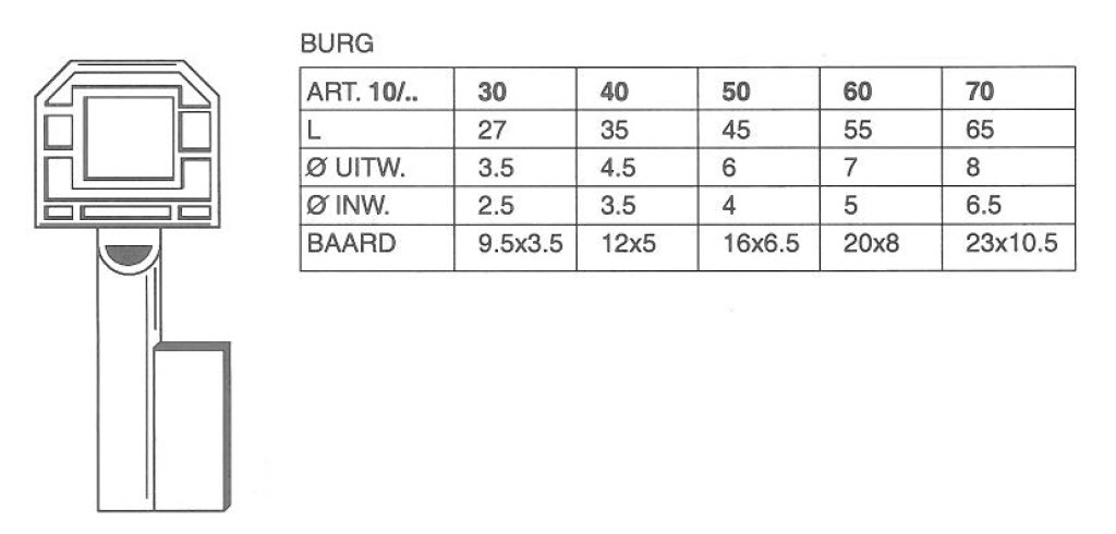 Afbeelding van Hangslotsleutel Burg 10/40