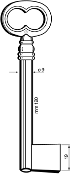 Afbeelding van Silca Klaviersleutel 6612 pijp 120x9mm